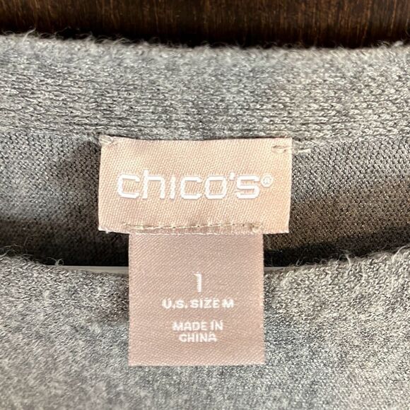 Chicos Light Gray Soft Comfy Casual Pullover Sweater Medium - Picture 3 of 6